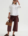Kane - Cropped Wide Sweatpants, Oxblood