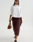 Kane - Cropped Wide Sweatpants, Oxblood