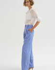 Spencer - Pleated Pants, Blue Stripe