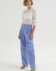 Spencer - Pleated Pants, Blue Stripe