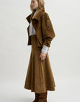 Elizabeth Long A-Line Skirt, Saddle