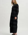 Lorimer Long Cardigan, Charcoal Stripe