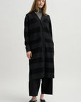 Lorimer Long Cardigan, Charcoal Stripe