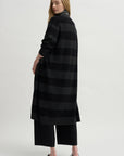 Lorimer Long Cardigan, Charcoal Stripe