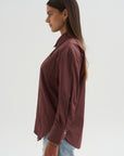 Webster Striped Boyfriend Shirt, Oxblood