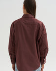 Webster Striped Boyfriend Shirt, Oxblood