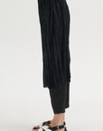 Random Pleats Chiffon Skirt Pant, Black