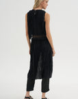 Random Pleats Chiffon Skirt Pant, Black