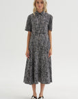 Paneled Shirt Dress, White & Black