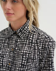 Paneled Shirt Dress, White & Black