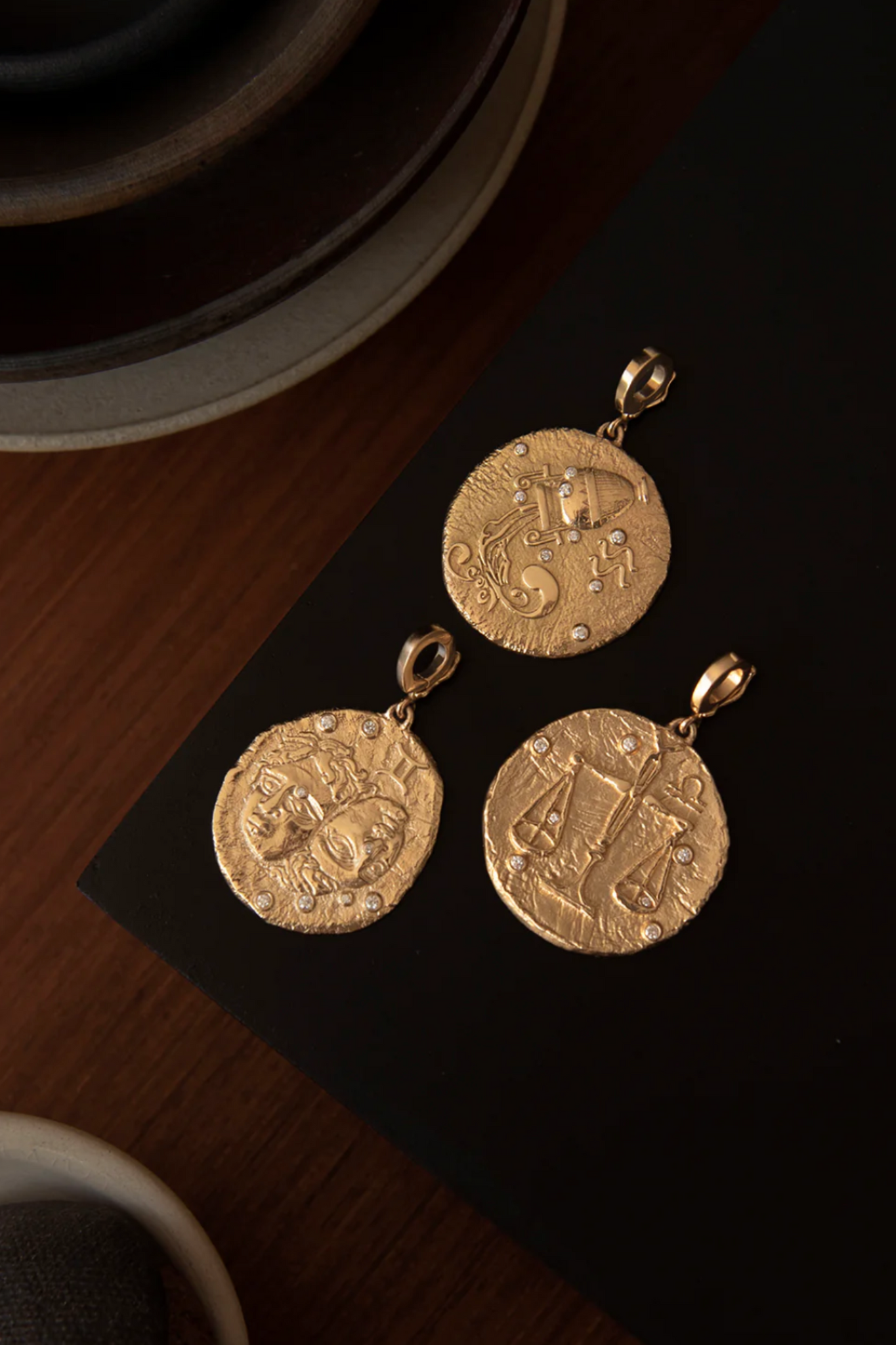 Of The Stars Gemini Large Coin Charm, Yellow Gold