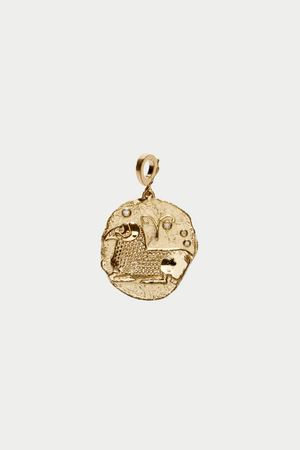 Of The Stars Aries Large Coin Charm, Yellow Gold