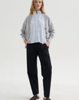 Silvy Pants, Black & Navy Stripe
