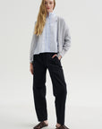 Silvy Pants, Black & Navy Stripe