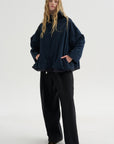 High-Neck Pearl Top, Midnight