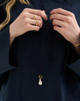 High-Neck Pearl Top, Midnight