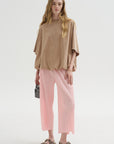Lillyana - Puffy Short Sleeve Top, Chai