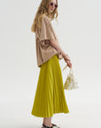 Nessa - Accordion Pleated Skirt, Atomic Yellow