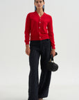 V-Neck Top, Red