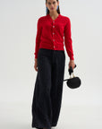 V-Neck Top, Red