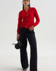 V-Neck Top, Red