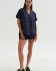 Notched Collar Shirt, Midnight