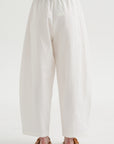 Cotton & Linen Curved Pants, White