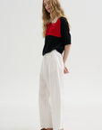 Cotton & Linen Curved Pants, White