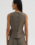 Tailored Peplum Vest, Taupe