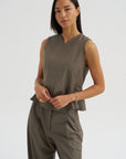 Tailored Peplum Vest, Taupe