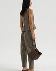 Tailored Peplum Vest, Taupe