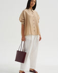 Satin Masculine Barrel Pants, White