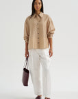 Satin Masculine Barrel Pants, White