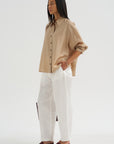 Satin Masculine Barrel Pants, White