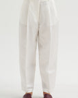 Satin Masculine Barrel Pants, White
