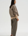 Virgin Wool Masculine Barrel Pants, Taupe