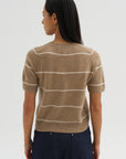 Krysta Stripe Cashmere Top, Fawn & Ivory