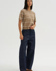 Krysta Stripe Cashmere Top, Fawn & Ivory