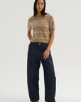 Krysta Stripe Cashmere Top, Fawn & Ivory