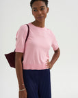 Greta Fine Cotton Stretch Top, Cameo