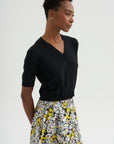 Tate Fine Cotton Stretch Cardigan, Black