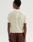 Cameron - Stripe Polo Top, Off White & Citron