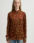 Floral Jacquard & Grosgrain Shirt, Rust