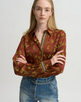 Floral Jacquard & Grosgrain Shirt, Rust