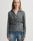 Gathered Waist Wrap Top, Petrol