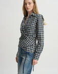 Gathered Waist Wrap Top, Petrol