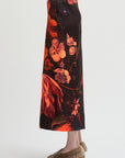 Printed Floral Skirt, Neon Orange