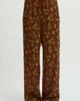 Floral Jacquard Pull On Pants, Rust