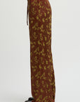 Floral Jacquard Pull On Pants, Rust