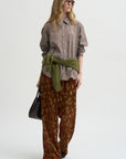 Floral Jacquard Pull On Pants, Rust
